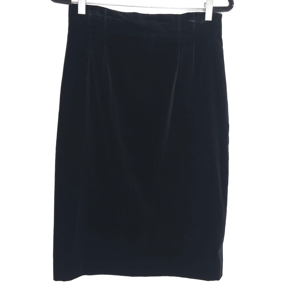 ESCADA Women's Skirt 10 EU42 Velvet‎ Black Pencil Straight GERMANY MADE Vintage